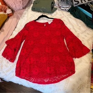Red lace blouse